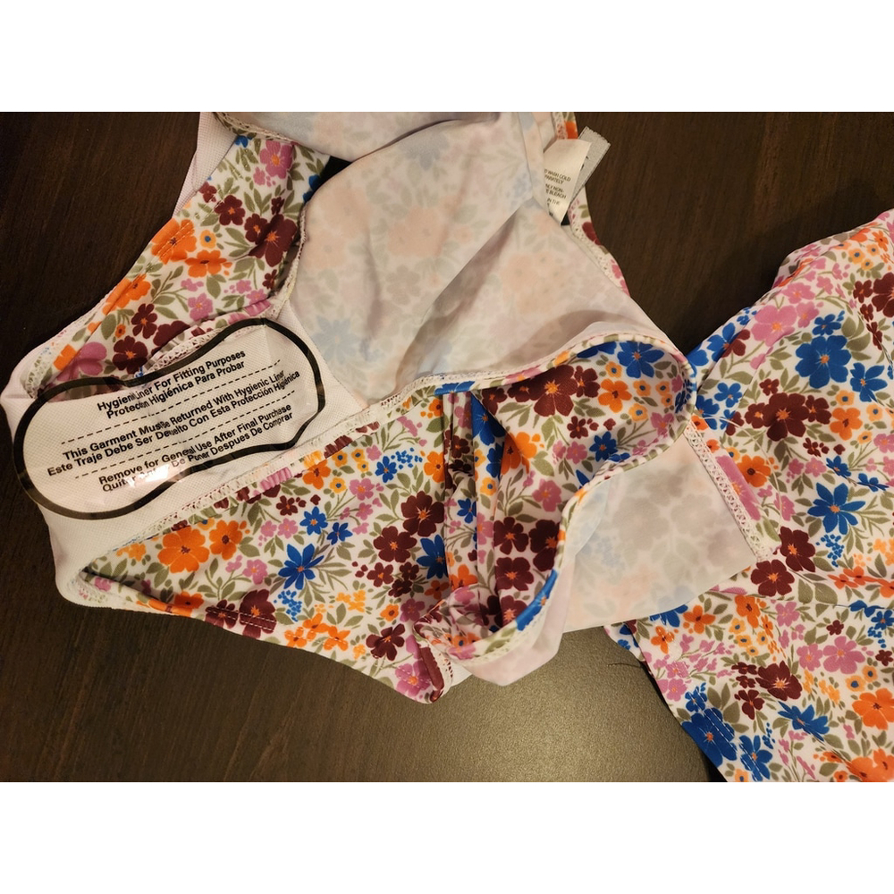 Tahari 2 piece Set Swimsuit Bathing Suit Tankini LARGE Red Orange Pink Floral - Picture 14 of 16